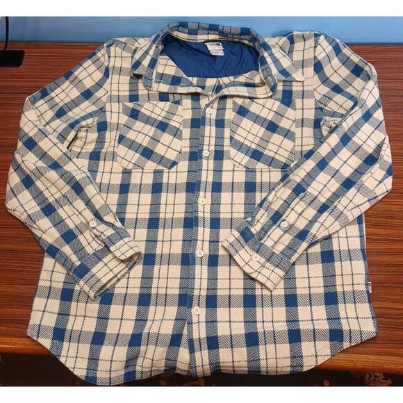 The North Face Flannel XL Blue Ivory Plaid Pockets Long Sleeve Mens Country Warm - Picture 5 of 10